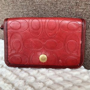 Coach signature leather wristlet